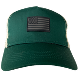 Trucker Hat Green/White with US Flag
