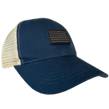 Trucker Hat Navy Blue/White with US Flag