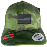 Trucker Hat Multicam Tropic Camo with US Flag