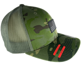 Trucker Hat Multicam Tropic Camo with US Flag