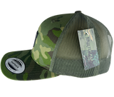Trucker Hat Multicam Tropic Camo with US Flag