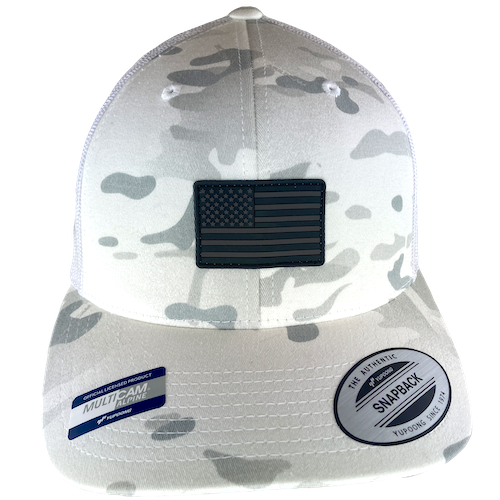 Trucker Hat Multicam Alpine Camo with US Flag