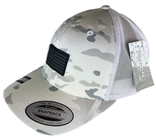 Trucker Hat Multicam Alpine Camo with US Flag – BPE-USA