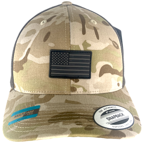 Trucker Hat Multicam Arid Camo with US Flag