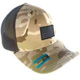 Trucker Hat Multicam Arid Camo with US Flag