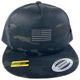 Trucker Hat Multicam Black Camo with US Flag