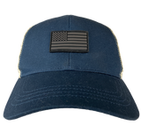 Trucker Hat Navy Blue/White with US Flag