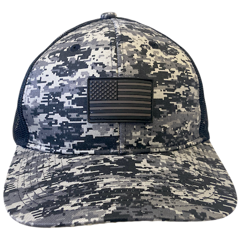 Trucker Hat Digital Camo Black with US Flag – BPE-USA