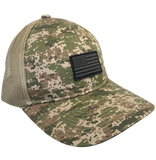 Trucker Hat Digital Camo Olive Green with US Flag